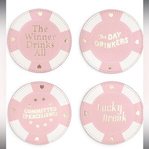 4 Coaster Set - Leatherette Poker Chips